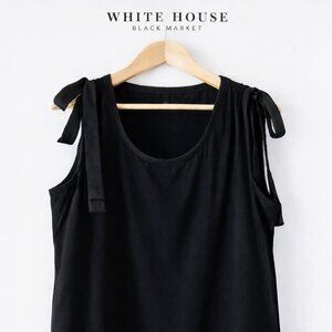 White House Black Market Tie Shoulder Tank Top Medium Black Cotton Modal Stretch